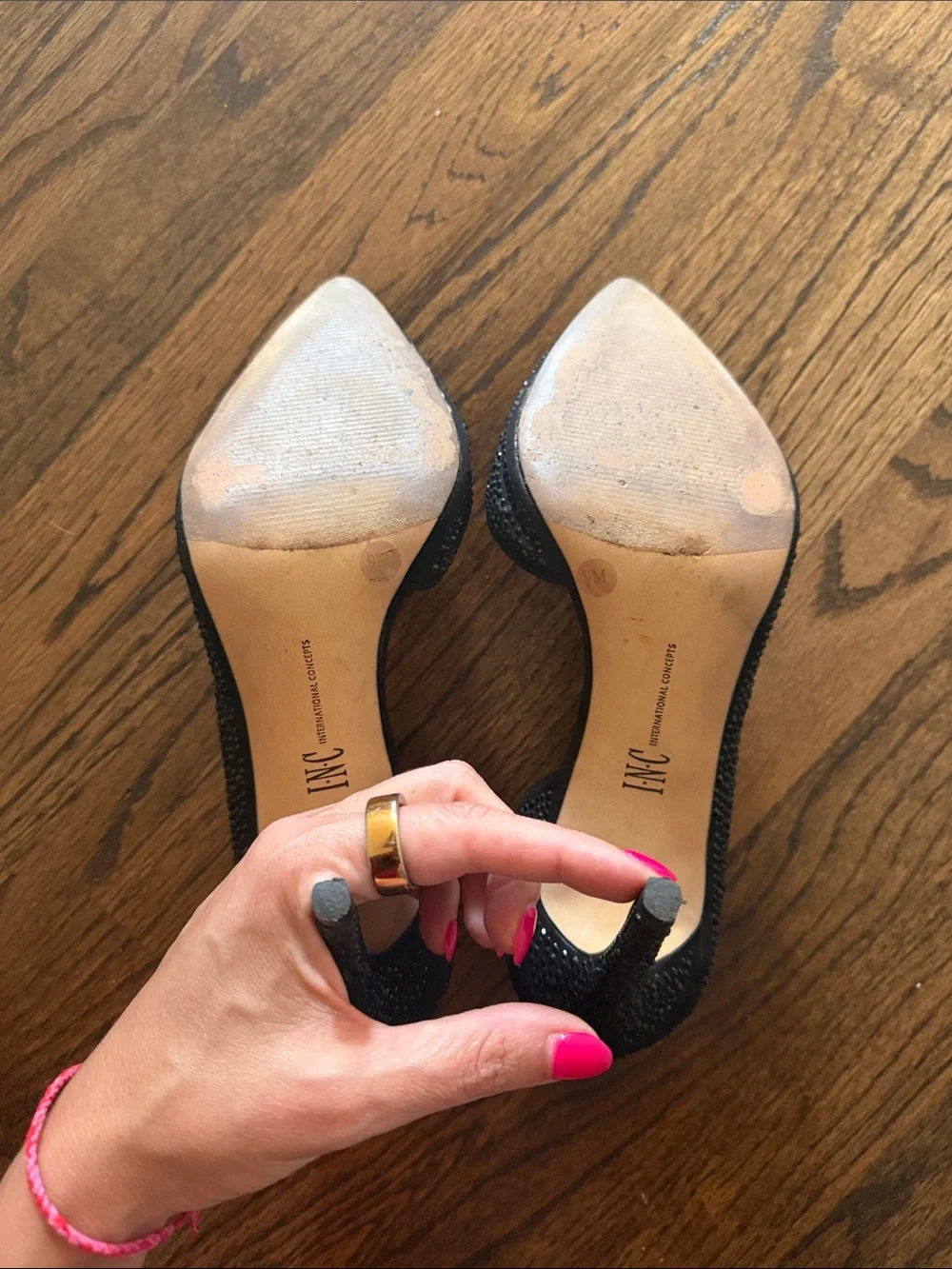 INC International Concepts Black Crystal-Embellished Pointed D'Orsay Heels